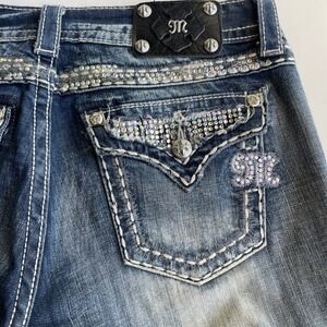 Miss Me Easy Capri Jeans‎ Embellished Denim Cropped Womens Size 29 Y2K Glam